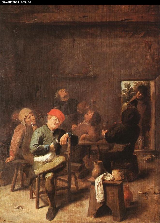 BROUWER, Adriaen Peasants Smoking and Drinking f